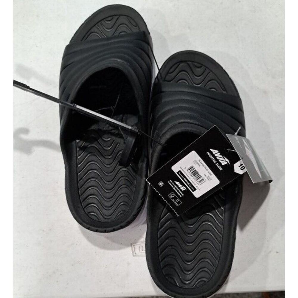 Avia Womens Black Hightail Slide Sandal Wide Fom Technology Size 10